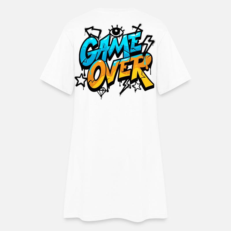 Game Over Graffiti Neon Gradient - Robe T-shirt Femme - blanc