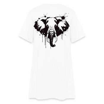 Elephant Ink Splash Black - Frauen T-Shirt-Kleid - Weiß - Hinten