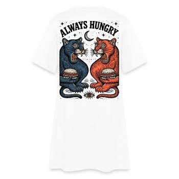 Duo chat toujours affamé avec burger - Robe T-shirt Femme - blanc - Dos