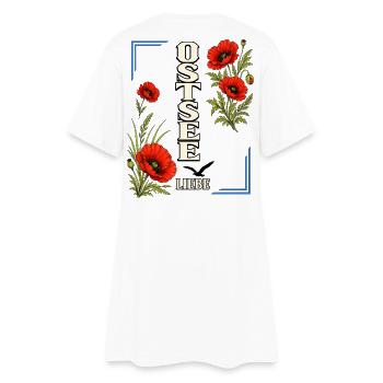Ostsee Liebe mit Mohnblumen – Küstenmotiv - Frauen T-Shirt-Kleid - Weiß - Hinten