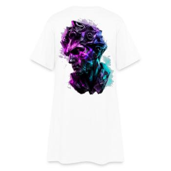 Neon Statue Antike Büste Vaporwave Cyberpunk - Frauen T-Shirt-Kleid - Weiß - Hinten