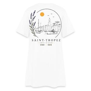 Saint-Tropez Hafen Blick - Frauen T-Shirt-Kleid - Weiß - Hinten