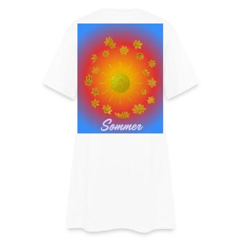 Sommer Sonne Glitzerblumen Muster - Frauen T-Shirt-Kleid - Weiß - Hinten