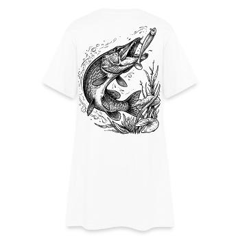 Pike on a softbait | Classic Collection - Women’s T-Shirt Dress - white - Back