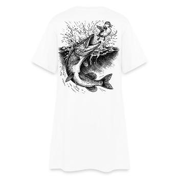 Chasse en surface de brochets | Collection Classique - Robe T-shirt Femme - blanc - Dos