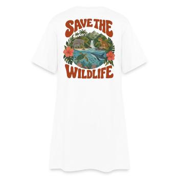 Save The Wildlife - Frauen T-Shirt-Kleid - Weiß - Hinten