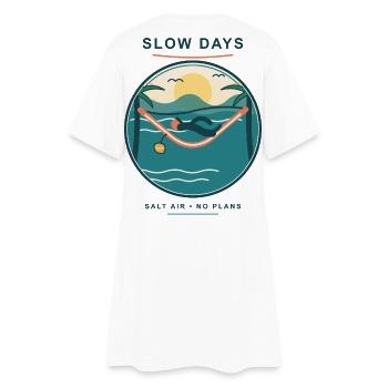 Slow Days Strandhammock Signet - Frauen T-Shirt-Kleid - Weiß - Hinten