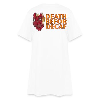 Death before Decaf: Flames Skull - Women’s T-Shirt Dress - white - Back