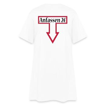 anfassen zwei Euro - Frauen T-Shirt-Kleid - Weiß - Hinten