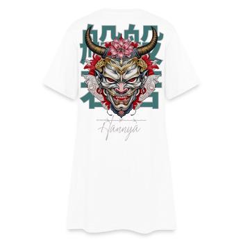 Japanese Hannya Mask: Lotus & Horns - Frauen T-Shirt-Kleid - Weiß - Hinten