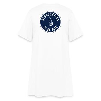 Windsurfing to be free – Badge in Navy - Women’s T-Shirt Dress - white - Back