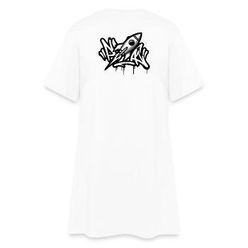 Graffiti rocket in black and white - Women’s T-Shirt Dress - white - Back