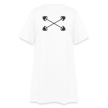 Gekreuzte Langhanteln - Frauen T-Shirt-Kleid - Weiß - Hinten