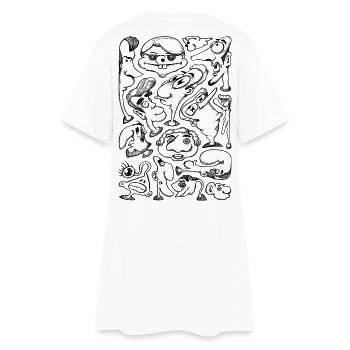 Cartoon Faces - Women’s T-Shirt Dress - white - Back