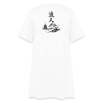 Ronin in Tintenstil – Japanische Landschaft - Frauen T-Shirt-Kleid - Weiß - Hinten