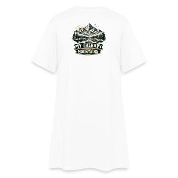 My Therapy Has Mountains | Hiking Design - Frauen T-Shirt-Kleid - Weiß - Hinten