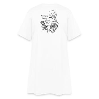 Skelett mit Rose - Frauen T-Shirt-Kleid - Weiß - Hinten