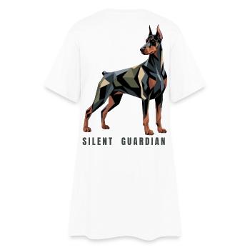 Doberman géométrique - Gardien silencieux - Minimaliste - Robe T-shirt Femme - blanc - Dos