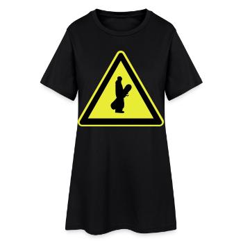 Snowboarder Schild - Frauen T-Shirt-Kleid - Schwarz - Vorne