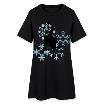 Skis avec flocons de neige - Robe T-shirt Femme - noir - Devant