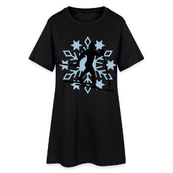 Flocon de neige ski de fond - Robe T-shirt Femme - noir - Devant