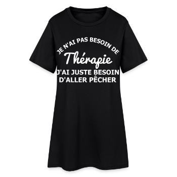 Pêcher est ma thérapie - Robe T-shirt Femme - noir - Devant