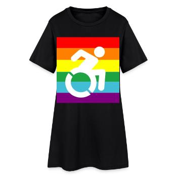 Handicapé, Gay, En fauteuil roulant, Pride, LGBTQ # - Robe T-shirt Femme - noir - Devant