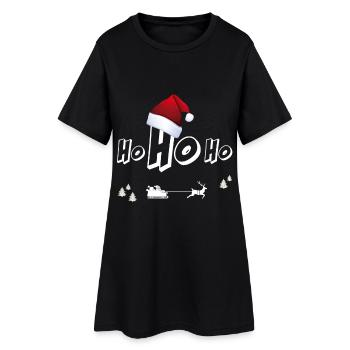 weihnachtsmann Xmas Christmas ugly Ho ho mütze rot - Frauen T-Shirt-Kleid - Schwarz - Vorne