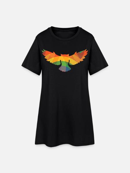 Farbige Eule - Frauen T-Shirt-Kleid - Schwarz