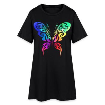 Bunter Sommervogel - Frauen T-Shirt-Kleid - Schwarz - Vorne