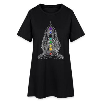 Yoga Chakra Energy Lotus Flower Buddha Tattoo Girl - Women’s T-Shirt Dress - black - Front