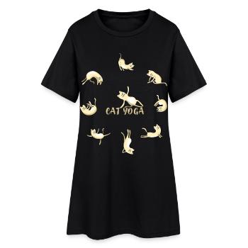 Chat yoga chat mignon namaste méditation lotus - Robe T-shirt Femme - noir - Devant