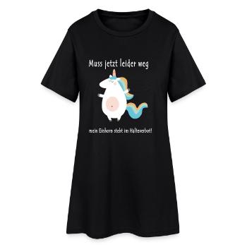 muss leider weg, mein Einhorn steht im Halteverbot - Frauen T-Shirt-Kleid - Schwarz - Vorne