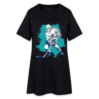 hockey puck hockey player attacking cool polar bears - Women’s T-Shirt Dress - black - Front