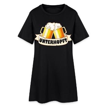 Unterhopft - Frauen T-Shirt-Kleid - Schwarz - Vorne