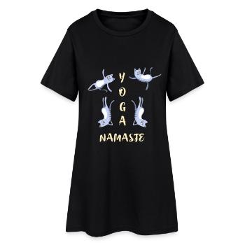 chat yoga méditation mignon namaste lotus LOL h - Robe T-shirt Femme - noir - Devant