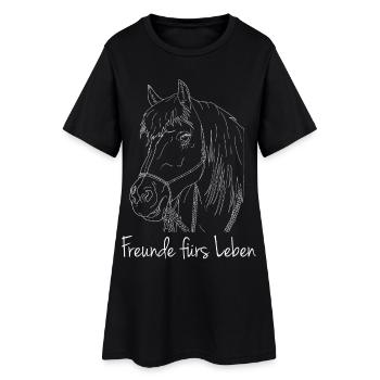 Freunde fürs Leben Haflinger Pferd - Frauen T-Shirt-Kleid - Schwarz - Vorne