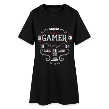 jeu rétro geek ballot, il joue en 1984 console 8bit lol - Robe T-shirt Femme - noir - Devant