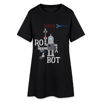 petite machine robot rétro illu amusant Humour Auto - Robe T-shirt Femme - noir - Devant