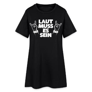 LAUT MUSS ES SEIN - Frauen T-Shirt-Kleid - Schwarz - Vorne
