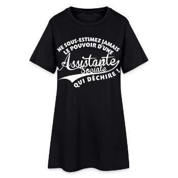 Assistante Sociale qui déchire - Robe T-shirt Femme - noir - Devant