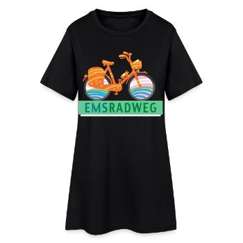 Emsradweg - Frauen T-Shirt-Kleid - Schwarz - Vorne