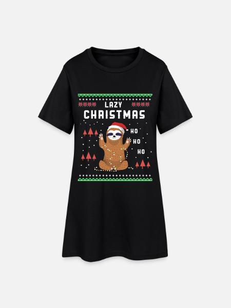 Lazy Noël / indolence / cadeaux - Robe T-shirt Femme - noir