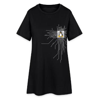 board Penguin Core Heart Computer pc Nerd program - Women’s T-Shirt Dress - black - Front