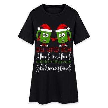 Glühwein - Du und Ich Hand in Hand Glühweinstand - Frauen T-Shirt-Kleid - Schwarz - Vorne