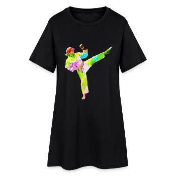 Bunte Karateka - Frauen T-Shirt-Kleid - Schwarz - Vorne