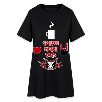 Café, métal, chats - Robe T-shirt Femme - noir - Devant