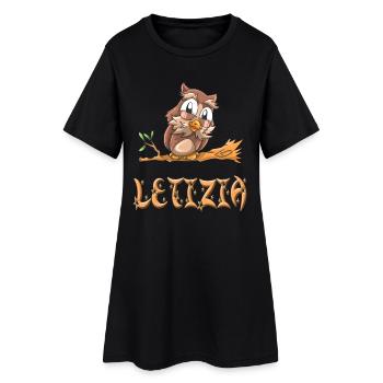 Eule Letizia - Frauen T-Shirt-Kleid - Schwarz - Vorne