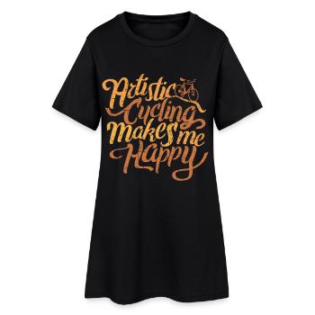 Kunstrad, Kunstradfahren,  Makes Me Happy - Frauen T-Shirt-Kleid - Schwarz - Vorne