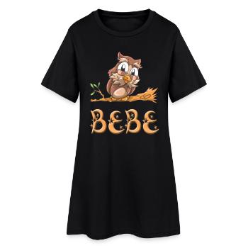 Hibou Bebe - Robe T-shirt Femme - noir - Devant